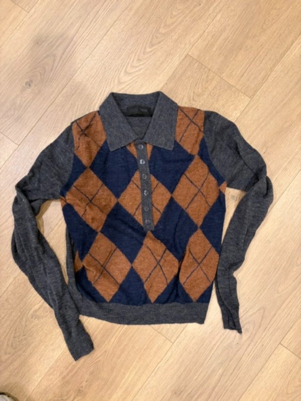 ZARA Diamond Knit Polo Shirt Sweater